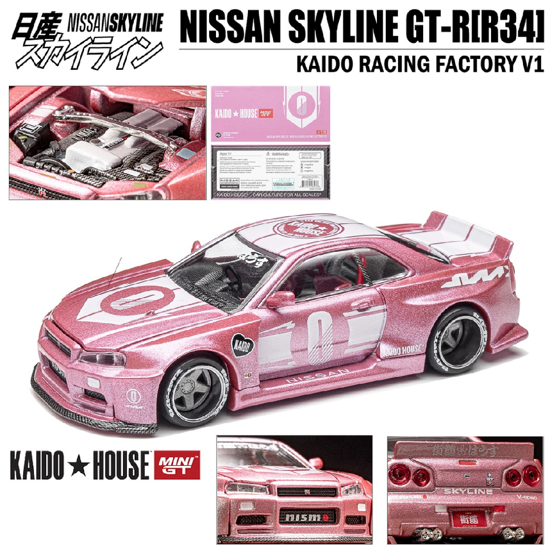 KAIDO HOUSE x MINIGT 1/64 Nissan Skyline GT-R R34 Diecast Model Car