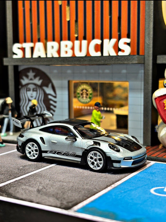 MC 1/64 PORSCHE 911 GT3RS Modèle moulé sous pression en métal argenté