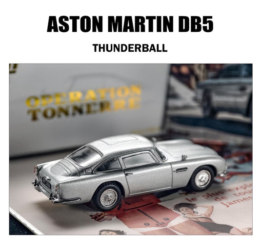 MINIGT 1/64 Aston Martin DB5 007 Silver Diecast Car Model