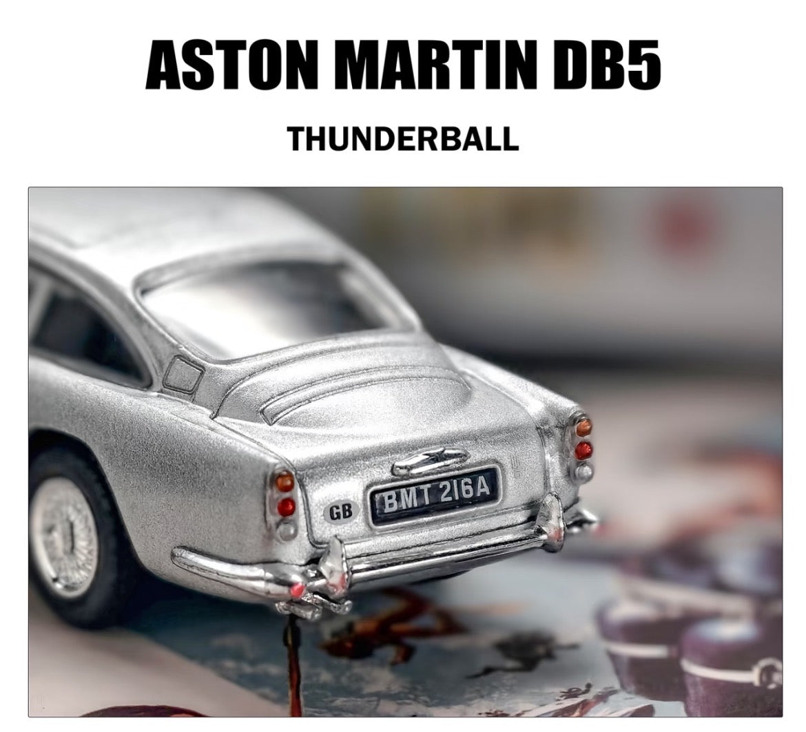 MINIGT 1/64 Aston Martin DB5 007 Silver Diecast Car Model