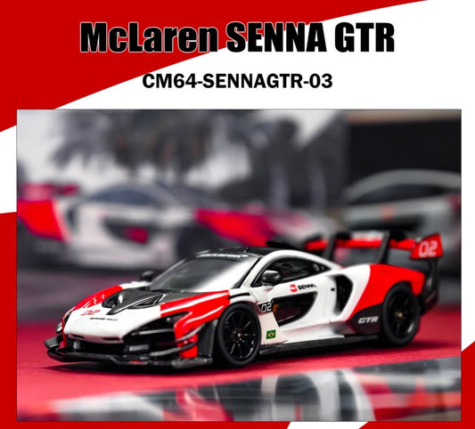 CM 1/64 McLaren SENNA GTR White&Red Diecast Car Model