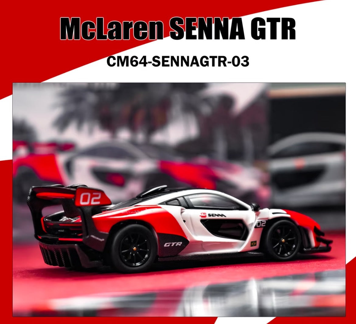 CM 1/64 McLaren SENNA GTR White&Red Diecast Car Model