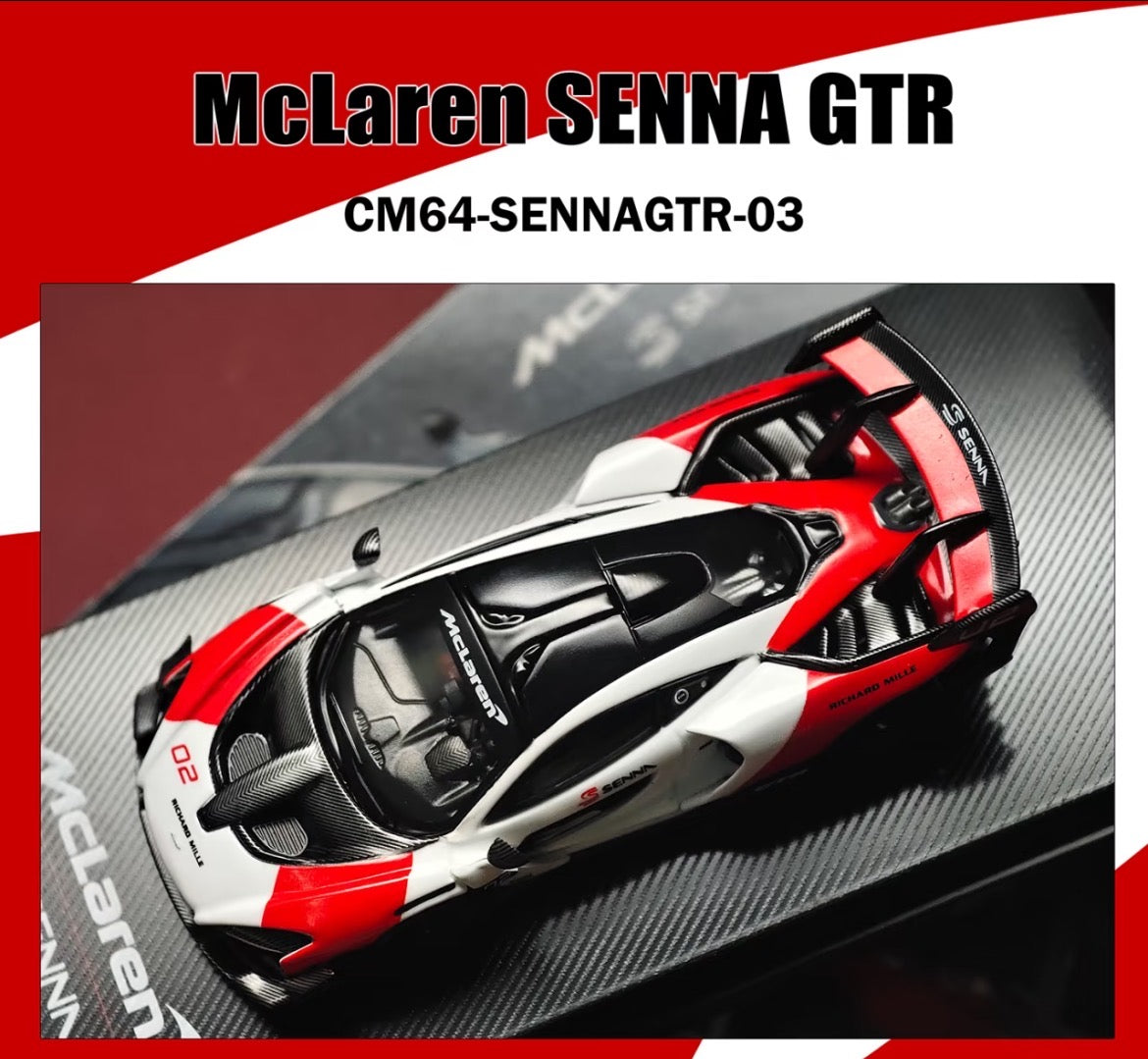 CM 1/64 McLaren SENNA GTR White&Red Diecast Car Model
