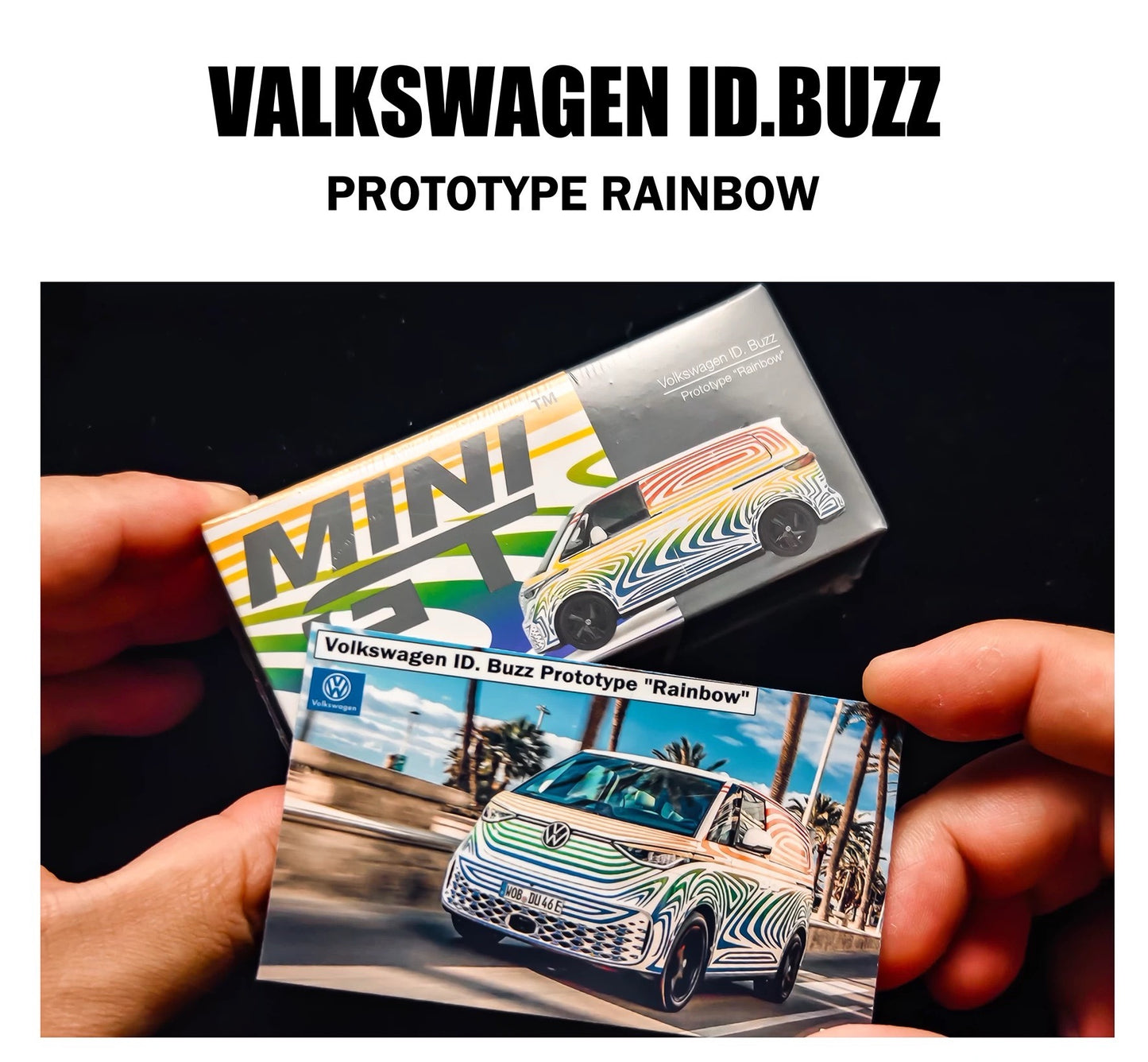 MINIGT 1/64 Volkswagen ID.BUZZ Prototype Rainbow Diecast Model Car