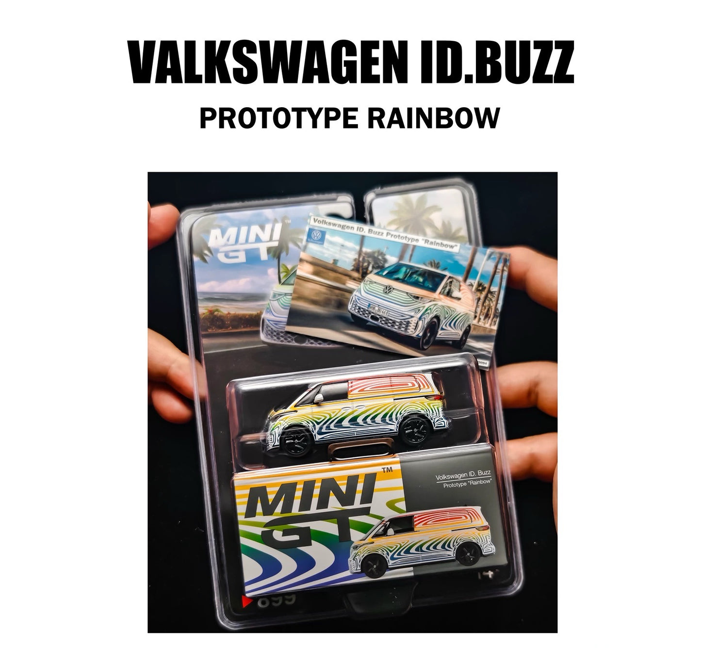 MINIGT 1/64 Volkswagen ID.BUZZ Prototype Rainbow Diecast Model Car