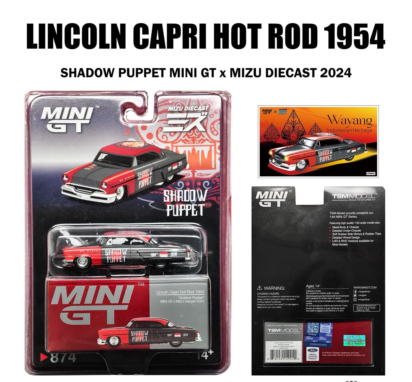 MINIGT 1/64 Lincoln Capri Hot Rod 1954 Diecast Model Car