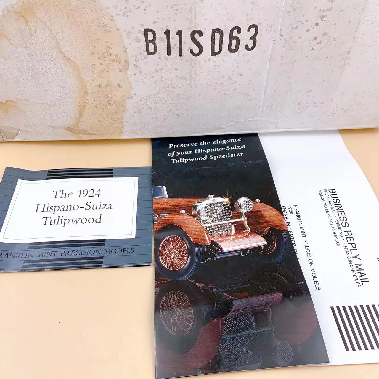 Modelo de coche Hispano-Suiza Tulipwood de 1924 a escala 1/24 de Franklin Mint
