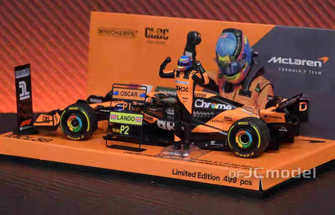 MINICHAMPS 1/43 McLaren F1 MCL38 81# Primera victoria GP de Hungría 2024 Modelo de coche