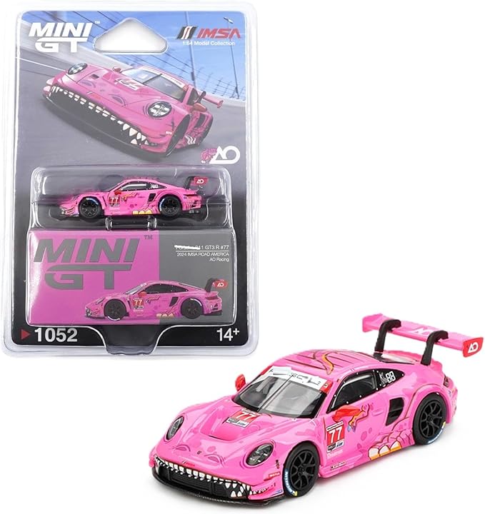MINIGT 1/64 Porsche 911 GT3 R (992) #77 Pink Model Car #1052
