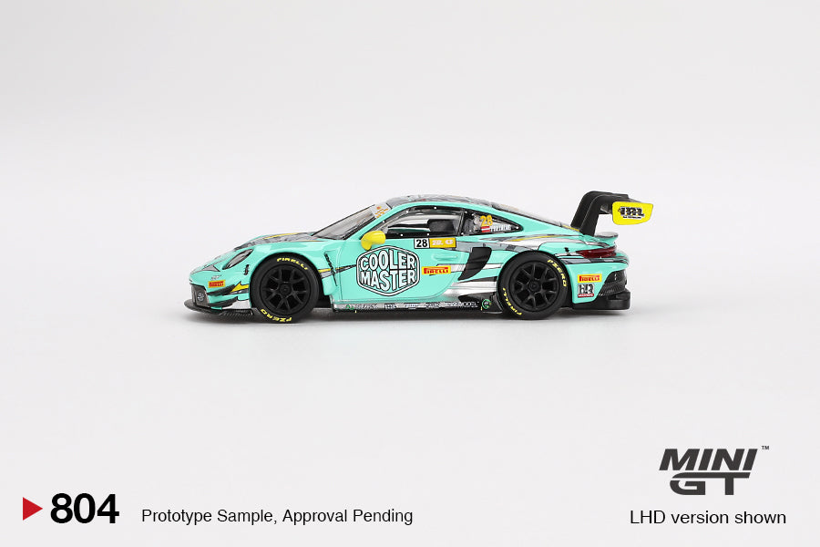 MINI GT #804 Porsche 911 GT3 R #28 Signature Gift Set – 1:64 Diecast Model, Acrylic Display Case & Custom Collector Card