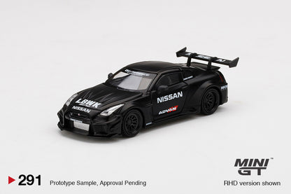 MINI GT #291 NISSAN 35GT-RR Ver.2 Matt Black LBWK Signature Gift Set | 1:64 Diecast Model, Acrylic Display Case Version 4 & Custom Collector Card
