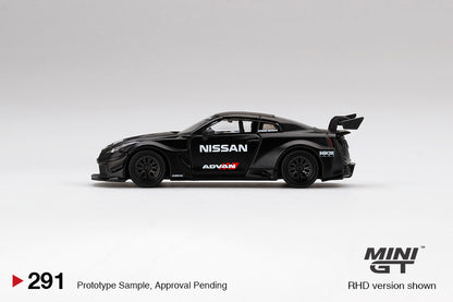 MINI GT #291 NISSAN 35GT-RR Ver.2 Matt Black LBWK Signature Gift Set | 1:64 Diecast Model, Acrylic Display Case Version 4 & Custom Collector Card