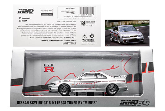 INNO 1/64 NISSAN SKYLINE GT-R (R33) MINE'S Sliver Diecast Model