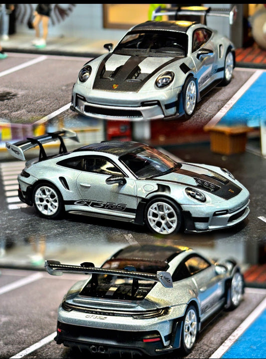 MC 1/64 PORSCHE 911 GT3RS Metal Silver Diecast Model