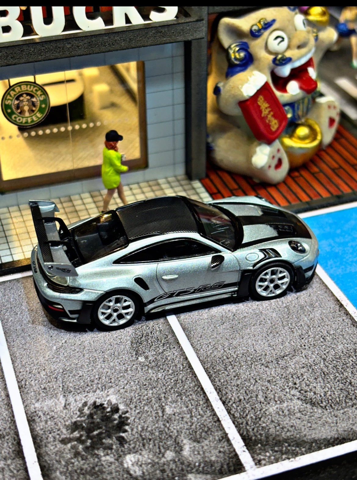 MC 1/64 PORSCHE 911 GT3RS Metal Silver Diecast Model