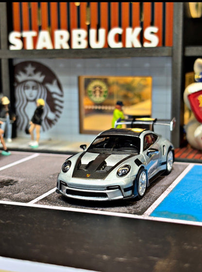 MC 1/64 PORSCHE 911 GT3RS Metal Silver Diecast Model