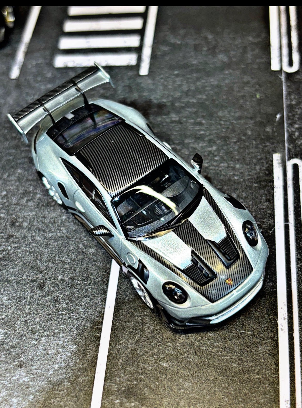 MC 1/64 PORSCHE 911 GT3RS Metal Silver Diecast Model