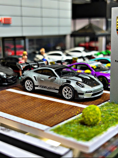 MC 1/64 PORSCHE 911 GT3RS Metal Silver Diecast Model