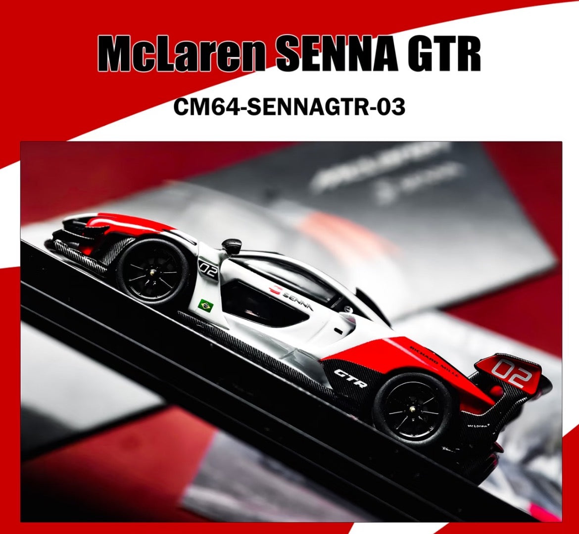 CM 1/64 McLaren SENNA GTR White&Red Diecast Car Model