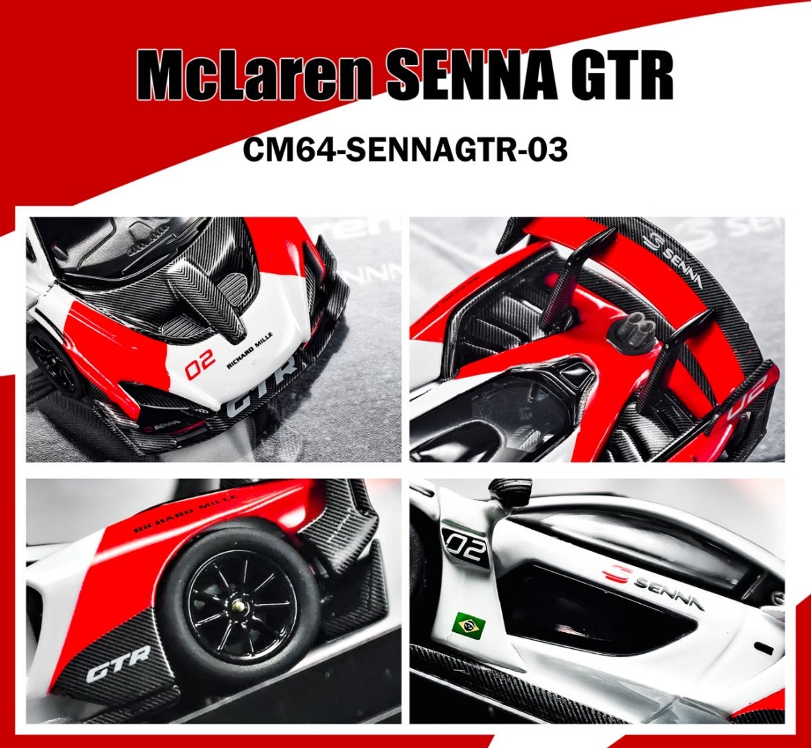CM 1/64 McLaren SENNA GTR White&Red Diecast Car Model
