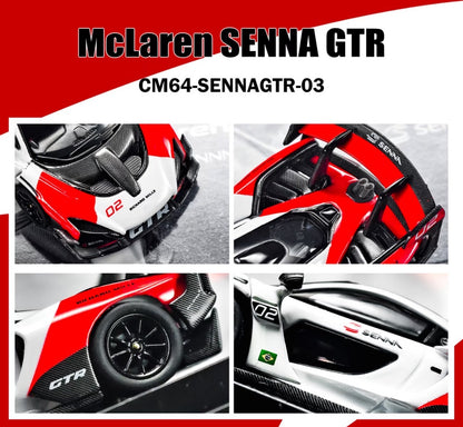 CM 1/64 McLaren SENNA GTR White&Red Diecast Car Model