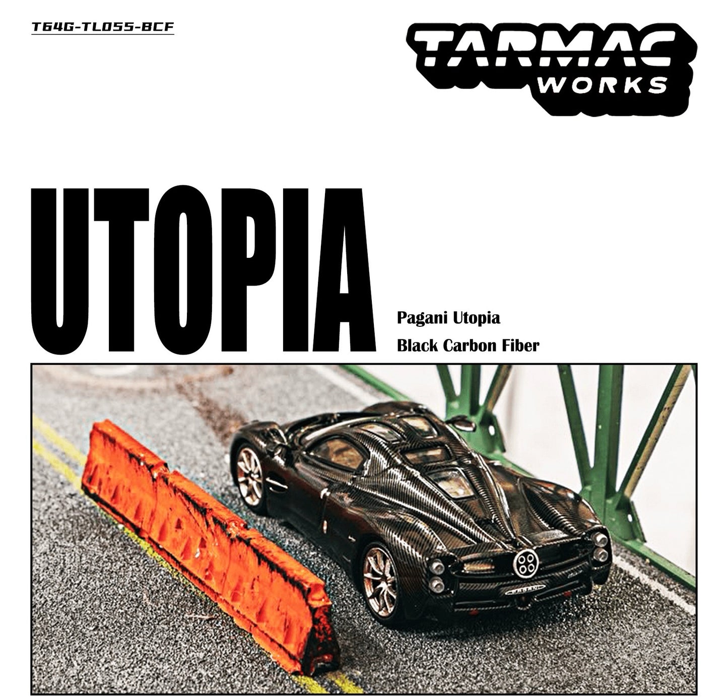 TW 1/64 Pagani Utopia Black Carbon Fiber Diecast Model Car
