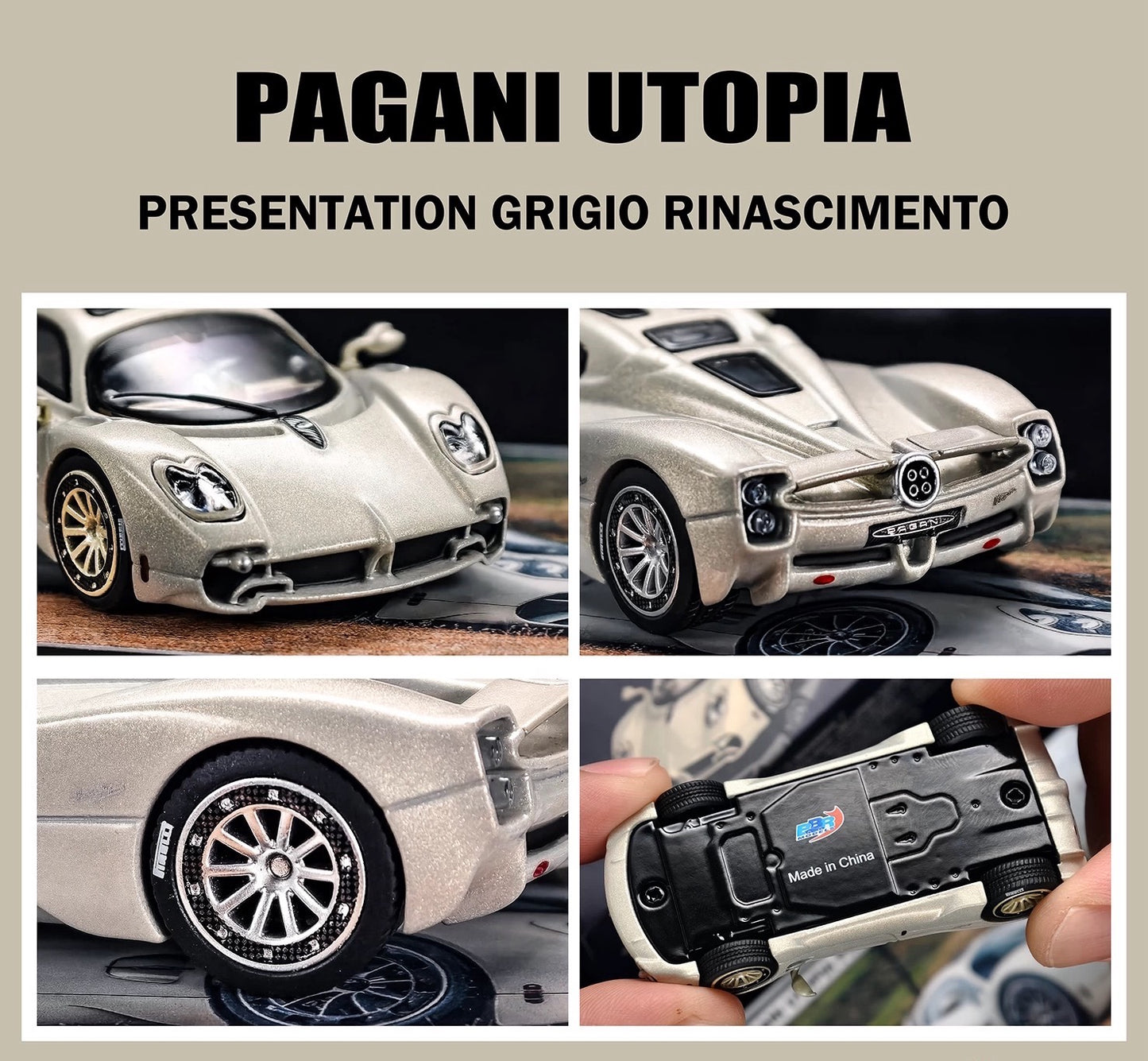 BBR 1/64 Pagani Utopia Presentation Grigio Rinascimento Diecast Model Car