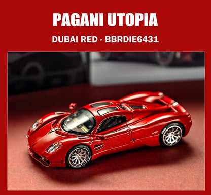 Modèle réduit de voiture moulé sous pression BBR 1/64 Pagani Utopia Dubai Red