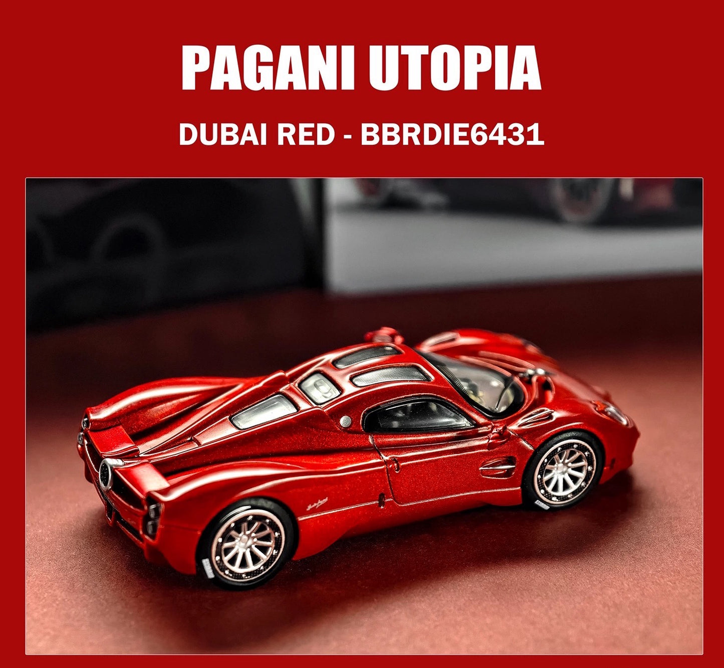 Modèle réduit de voiture moulé sous pression BBR 1/64 Pagani Utopia Dubai Red