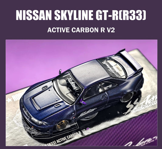KAIDO HOUSE x MINIGT 1/64 Nissan Skyline GT-R R33 Active Carbon Diecast Model Car