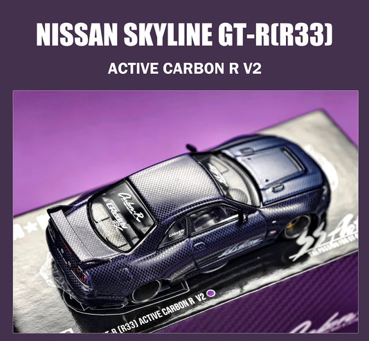 KAIDO HOUSE x MINIGT 1/64 Nissan Skyline GT-R R33 Active Carbon Diecast Model Car