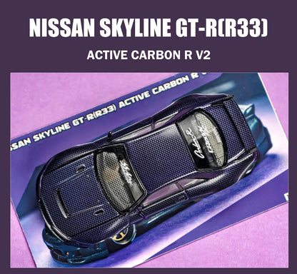 KAIDO HOUSE x MINIGT 1/64 Nissan Skyline GT-R R33 Active Carbon Diecast Model Car