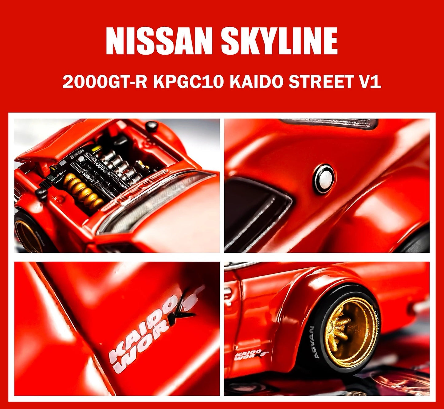 KAIDO HOUSE x MINIGT 1/64 Nissan Skyline 2000GT-R KPGC100 KAIDO Street Diecast Model Car