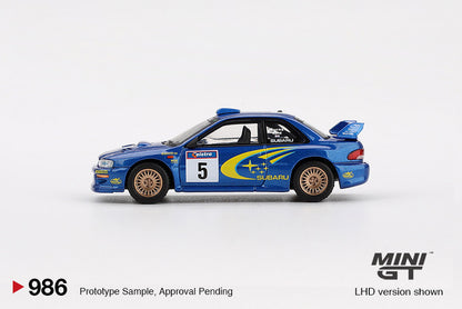 MINIGT 1/64 Subaru Impreza #986 WRC99 Modelo de coche fundido a presión