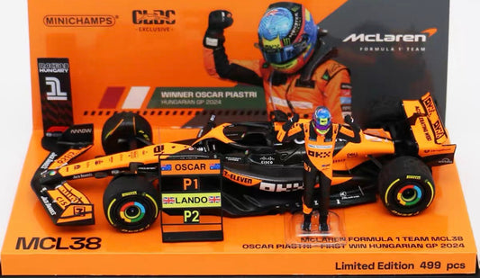 MINICHAMPS 1/43 McLaren F1 MCL38 81# Primera victoria GP de Hungría 2024 Modelo de coche