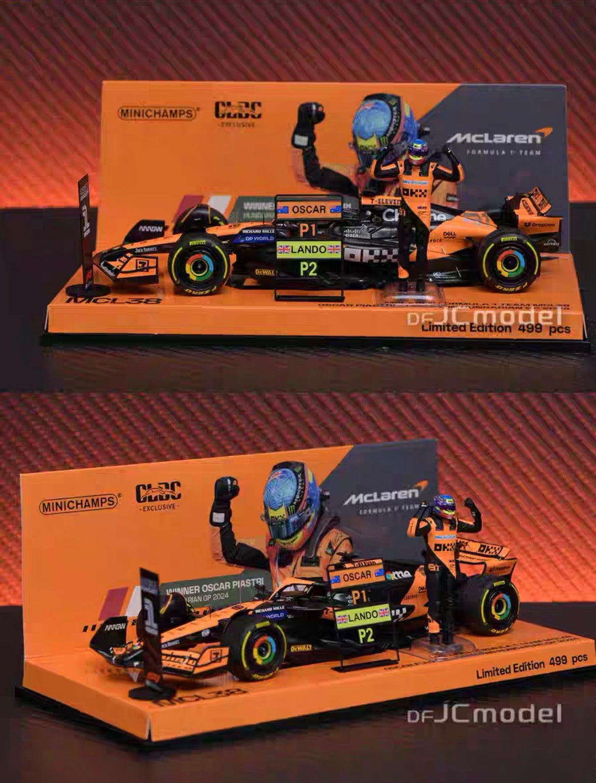MINICHAMPS 1/43 McLaren F1 MCL38 81# Primera victoria GP de Hungría 2024 Modelo de coche