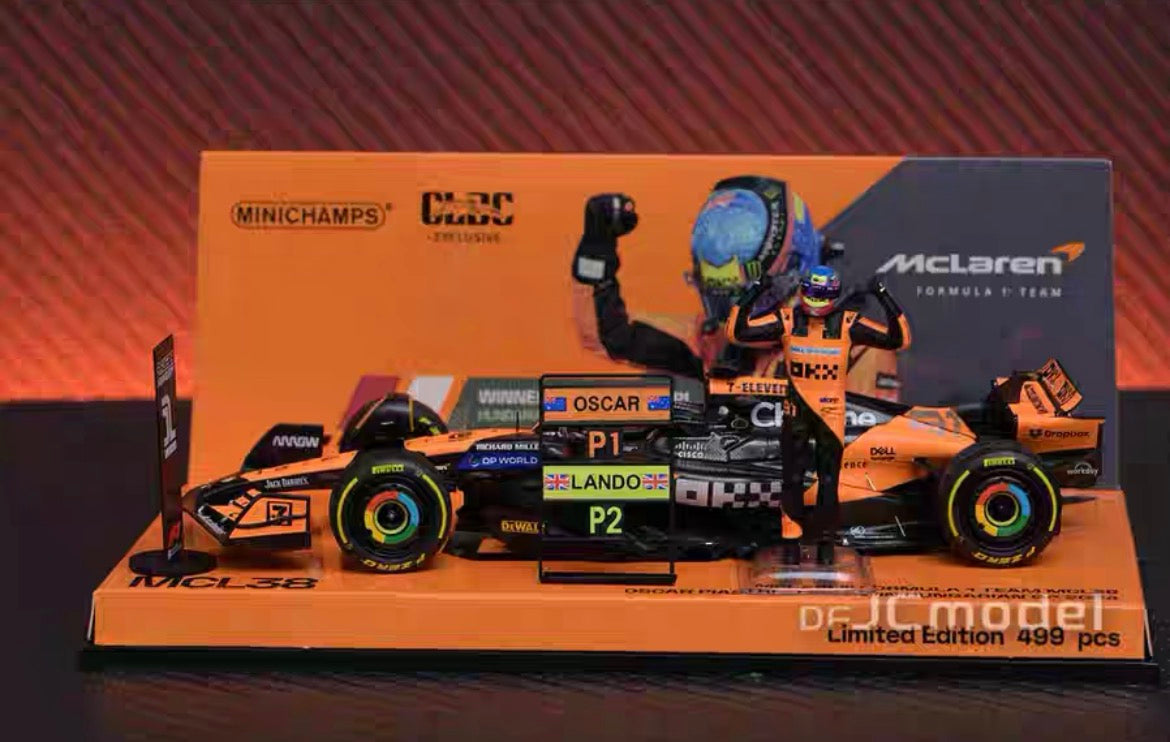 MINICHAMPS 1/43 McLaren F1 MCL38 81# Primera victoria GP de Hungría 2024 Modelo de coche