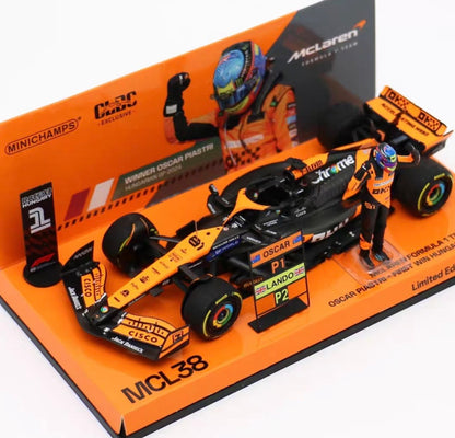 MINICHAMPS 1/43 McLaren F1 MCL38 81# Primera victoria GP de Hungría 2024 Modelo de coche