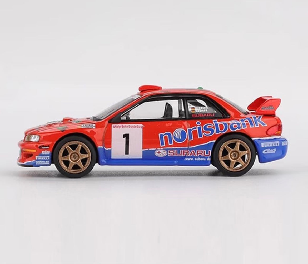(Pedido anticipado) MINIGT 1/64 #1140 Subaru WRC97 1# Modelo de coche fundido a presión
