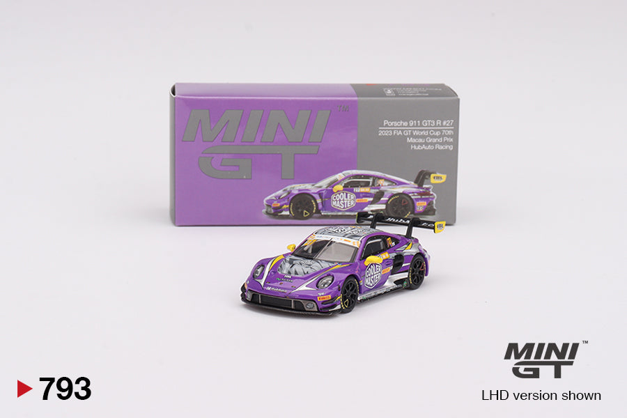 MINI GT #793 Porsche 911 GT3 R #27 Signature Gift Set – 1:64 Diecast Model, Acrylic Display Case & Custom Collector Card