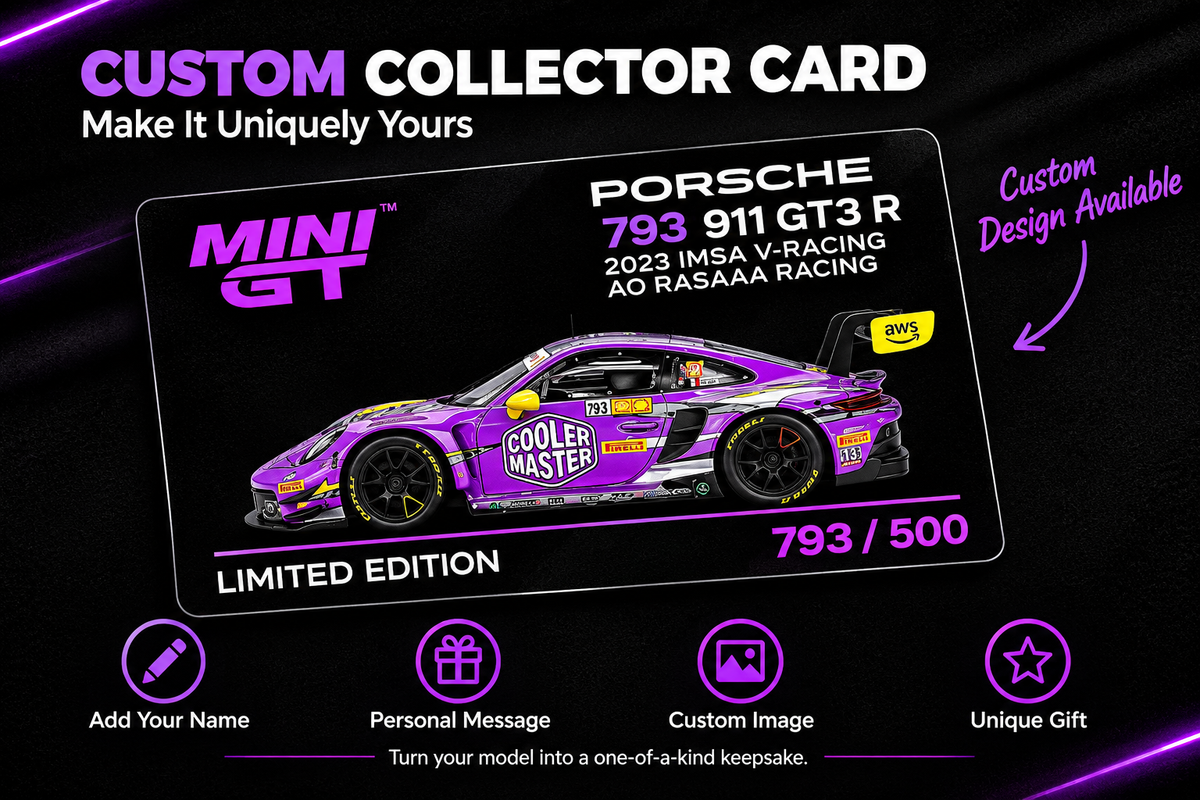 MINI GT #793 Porsche 911 GT3 R #27 Signature Gift Set – 1:64 Diecast Model, Acrylic Display Case & Custom Collector Card