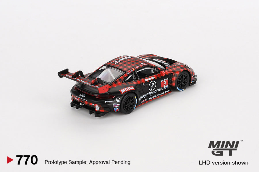 MINI GT #770 Porsche 911 GT3 R #9 Signature Gift Set | 1:64 Diecast Model, Acrylic Display Case Version 2 & Custom Collector Card