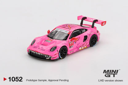 MINI GT #1052 Porsche 911 GT3 R #77 Signature Gift Set | 1:64 Diecast Model, Acrylic Display Case Version 2 & Custom Collector Card