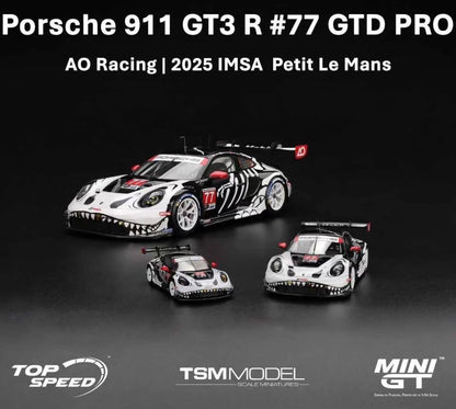 MINIGT 1/64 #1143 Porsche 911 GT3 R #77 GTD PRO Diecast Model Car