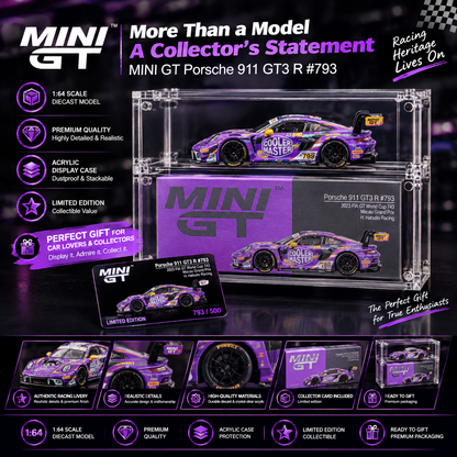 MINI GT #793 Porsche 911 GT3 R #27 Signature Gift Set – 1:64 Diecast Model, Acrylic Display Case & Custom Collector Card