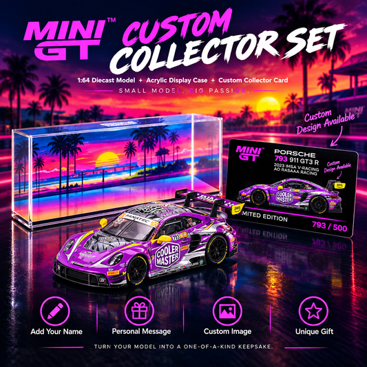 MINI GT #793 Porsche 911 GT3 R #27 Signature Gift Set – 1:64 Diecast Model, Acrylic Display Case Version 2 & Custom Collector Card