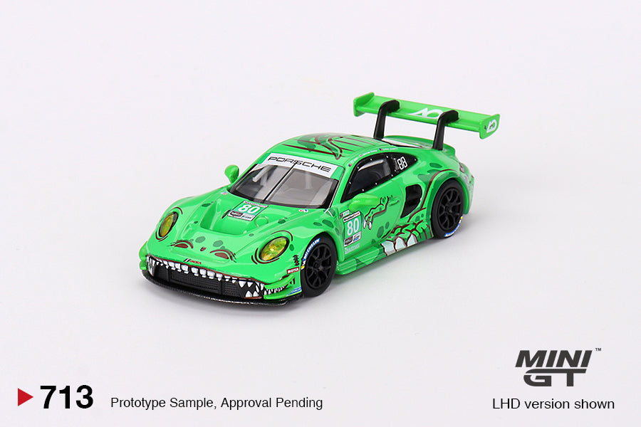 MINI GT #713 Porsche 911 GT3 R #80 Signature Gift Set | 1:64 Diecast Model, Acrylic Display Case Version 2 & Custom Collector Card