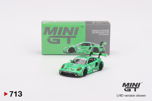 MINI GT #713 Porsche 911 GT3 R #80 Signature Gift Set | 1:64 Diecast Model, Acrylic Display Case Version 2 & Custom Collector Card