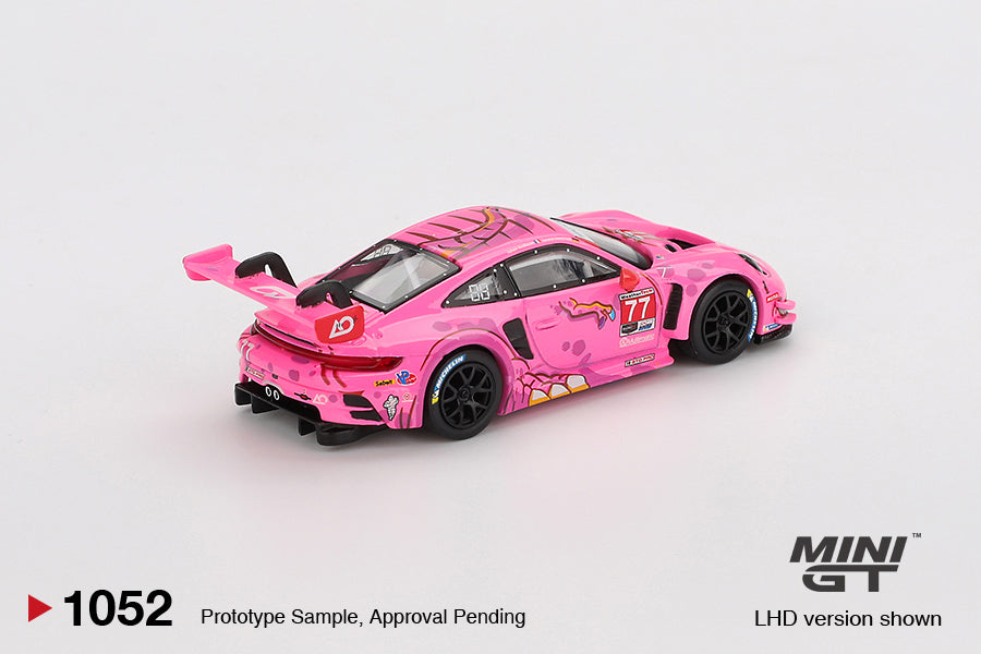 MINI GT #1052 Porsche 911 GT3 R #77 Signature Gift Set | 1:64 Diecast Model, Acrylic Display Case Version 2 & Custom Collector Card