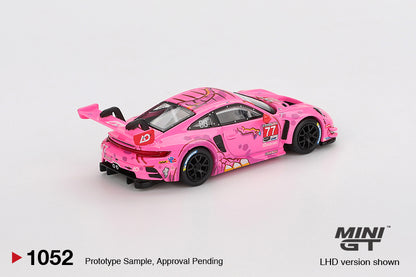 MINI GT #1052 Porsche 911 GT3 R #77 Signature Gift Set | 1:64 Diecast Model, Acrylic Display Case Version 2 & Custom Collector Card